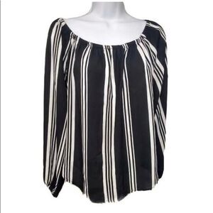 Bleuh Ciel black and white striped blouse. Wear off or on shoulders